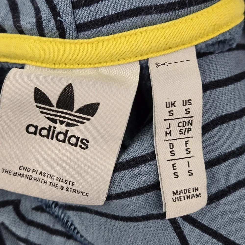 Adidas Men Sweatshirt S Blue Geometric Fleece Club Allover Print Logo Pullover